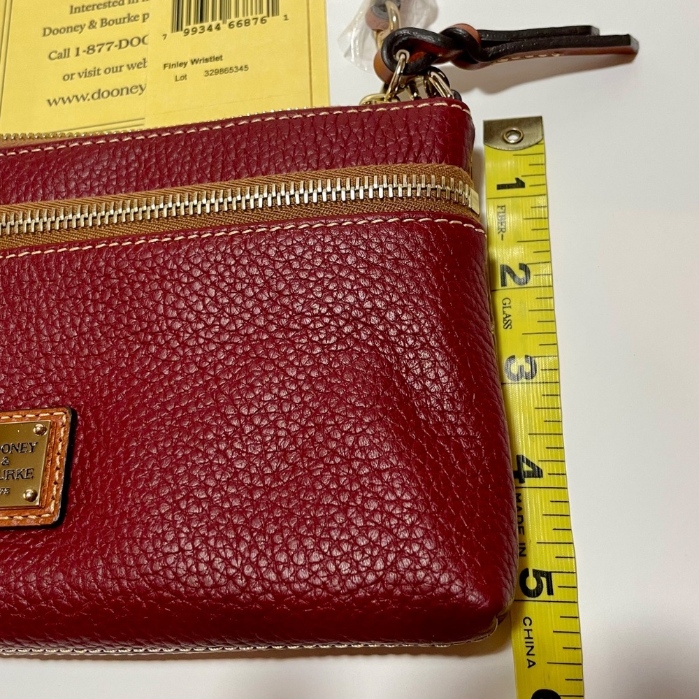 Dooney & Bourke Finley Wristlet Cranberry Pebble Leather NWT - Picture 5 of 7